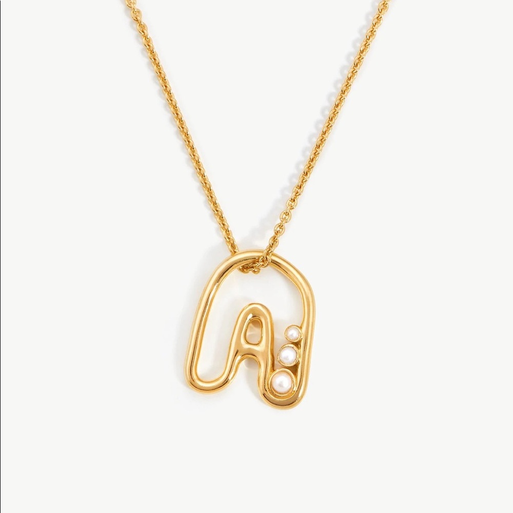 Missoma Chubby Pearl Initial Pendant Necklace - Picture 1 of 4